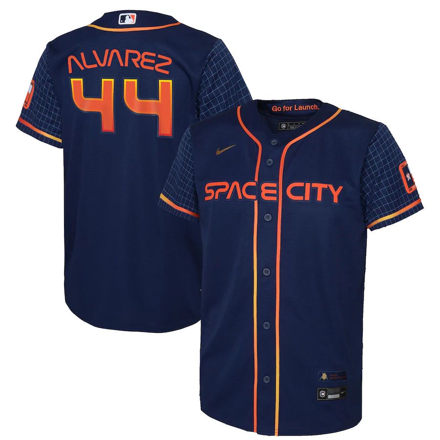 Custom Men Houston Astros 44 Yordan Alvarez Nike Navy 2022 City Connect Player MLB Jersey